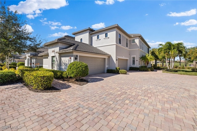 exterior space with a garage