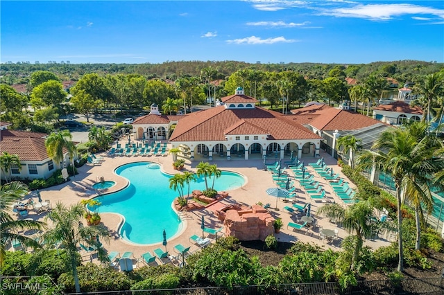 view of pool featuring a patio