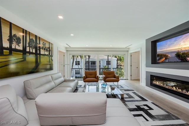 living room featuring light wood-type flooring