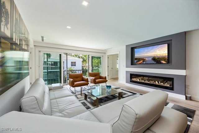 living room featuring light wood-type flooring