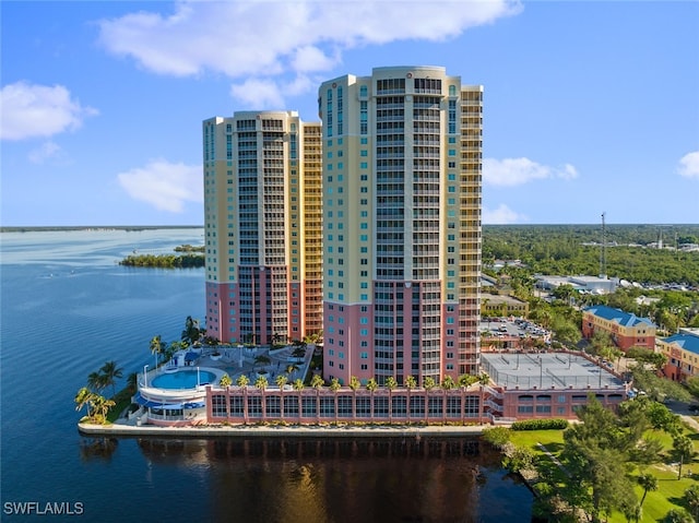 view of property with a water view