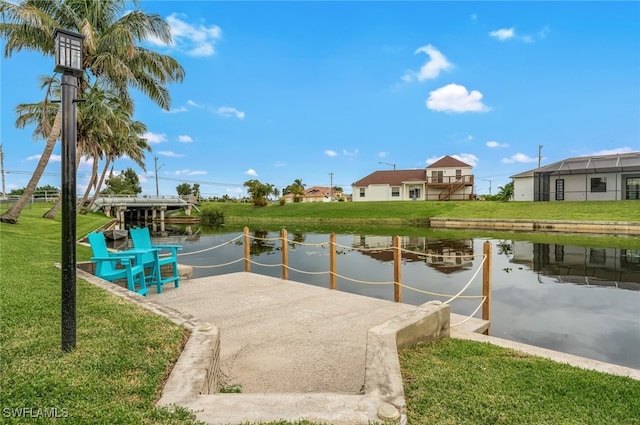 dock area featuring a water view