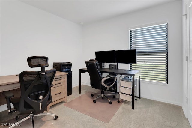 office area with light carpet