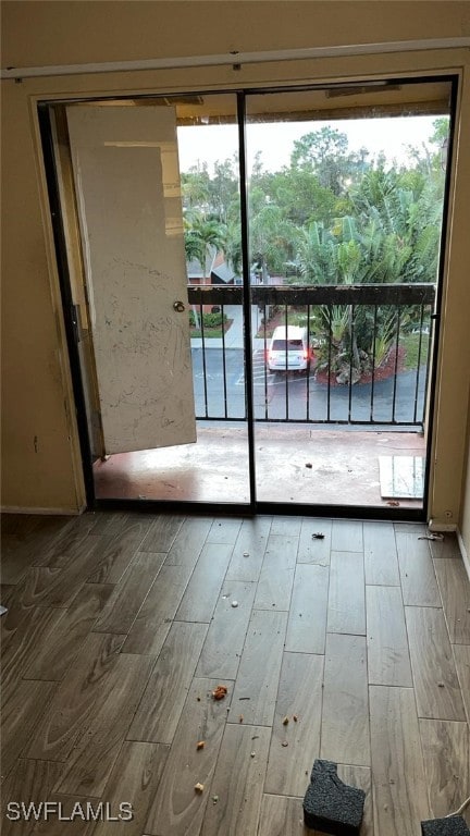 entryway with hardwood / wood-style floors