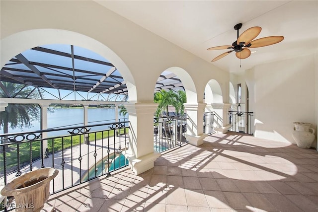 28790 Blaisdell Dr, Naples, FL 34119 - balcony with a water view and a ceiling fan