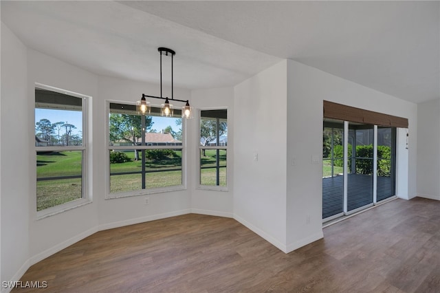 unfurnished dining area with hardwood / wood-style floors