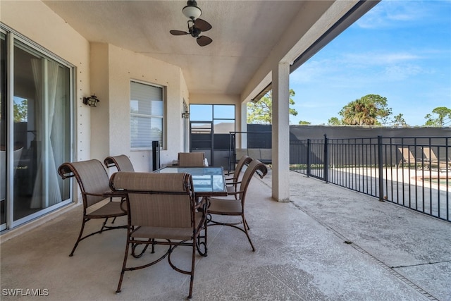 view of patio with ceiling fan