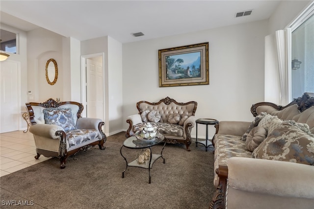 view of tiled living room