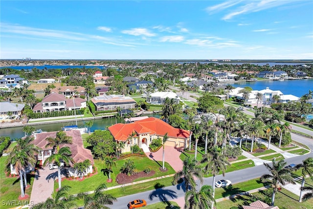 bird's eye view featuring a water view