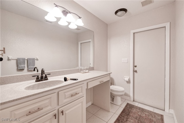 bathroom featuring tile patterned flooring, vanity, and toilet