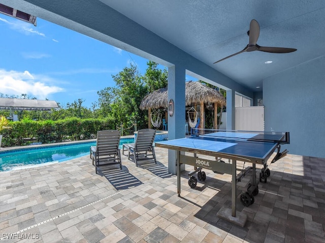 view of patio / terrace with ceiling fan