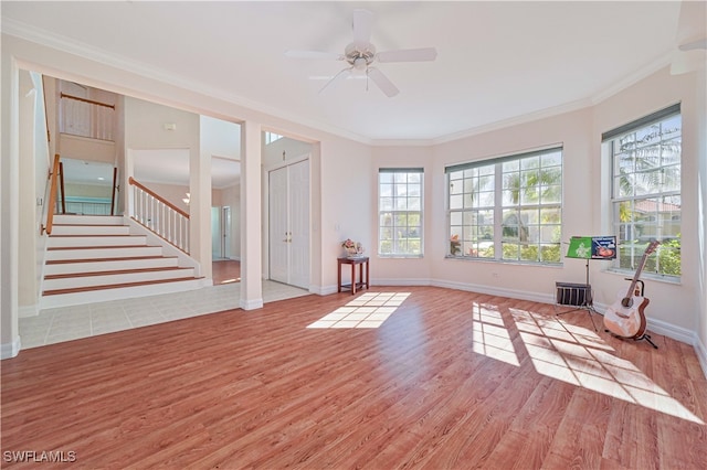 interior space with a ceiling fan