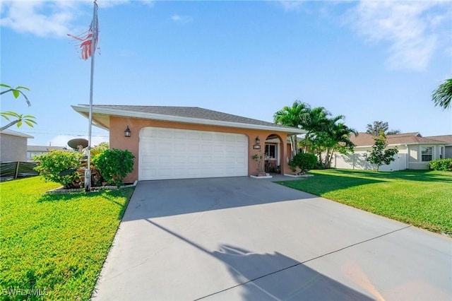 view of front of home featuring a garage and a front yard