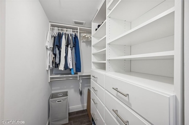 spacious closet with hardwood / wood-style flooring