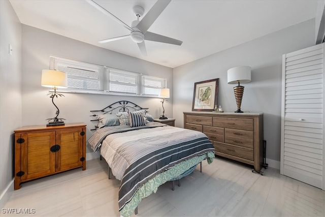 bedroom featuring ceiling fan