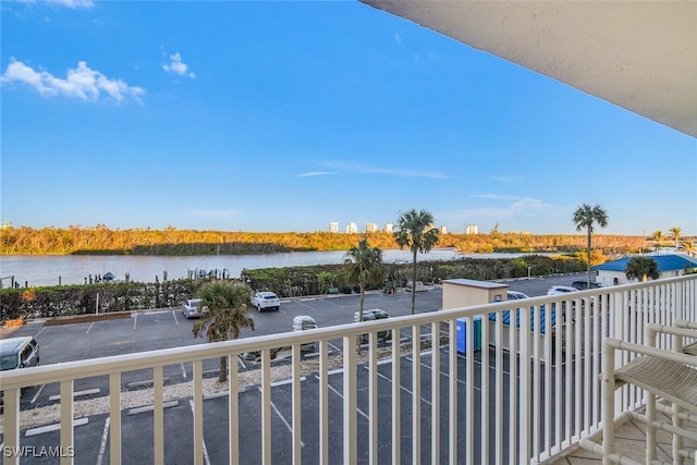 balcony with a water view