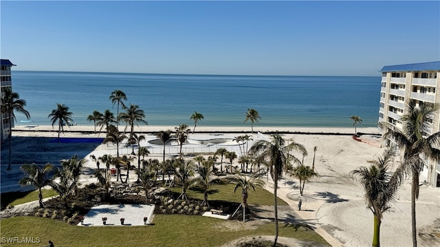 view of water feature with a view of the beach