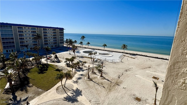 property view of water featuring a view of the beach