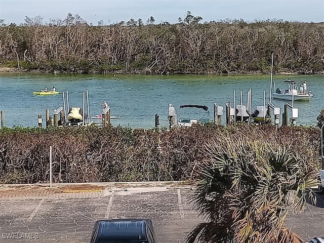 view of water feature featuring a boat dock