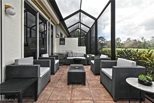 community lobby with a sunroom