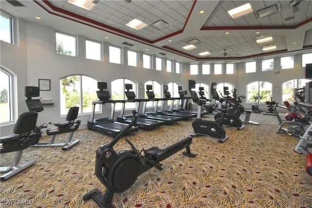 gym featuring carpet floors and visible vents