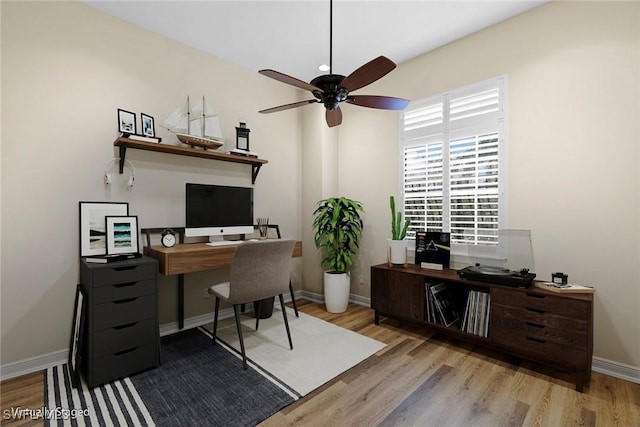 28551 Calabria Ct Unit 202, Naples, FL 34110 - office space featuring baseboards, wood finished floors, and ceiling fan