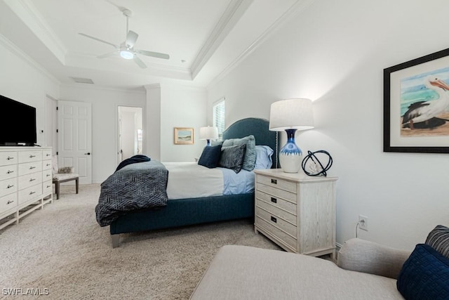 3273 Runaway Ln, Naples, FL 34114 - bedroom featuring ornamental molding, carpet, a raised ceiling, and ceiling fan