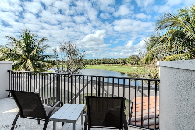 balcony with a water view