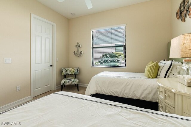 3273 Runaway Ln, Naples, FL 34114 - bedroom featuring baseboards, a ceiling fan, and carpet