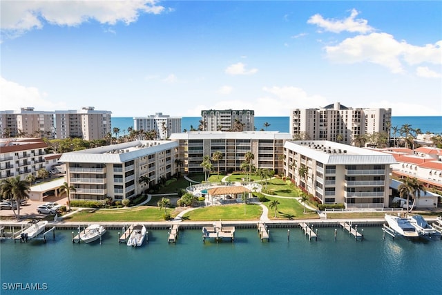 bird's eye view featuring a water view