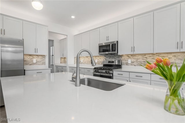 kitchen featuring decorative backsplash, sink, and stainless steel appliances