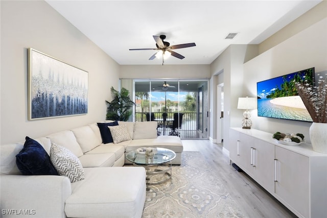 living room featuring light hardwood / wood-style floors