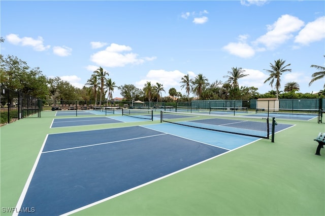 view of tennis court with basketball court