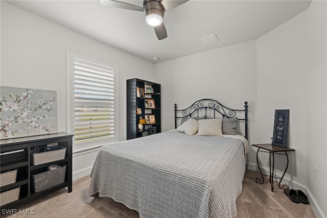 bedroom with carpet and ceiling fan