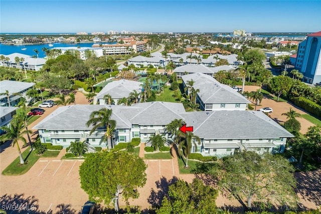 bird's eye view featuring a water view