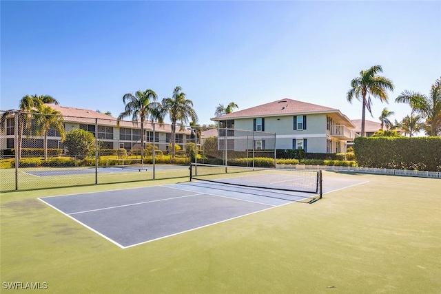 view of tennis court with basketball court