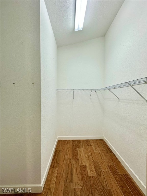 walk in closet with hardwood / wood-style floors