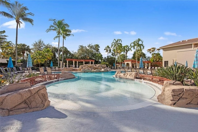 view of pool featuring a patio area