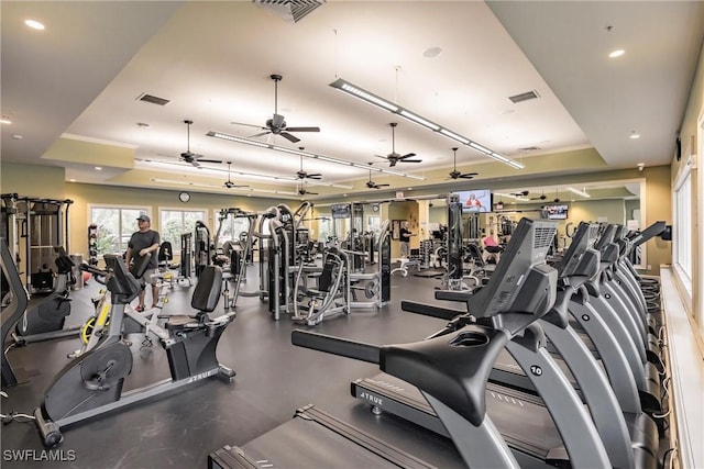 11041 Castlereagh St, Fort Myers, FL 33913 - exercise room with a ceiling fan, recessed lighting, and visible vents