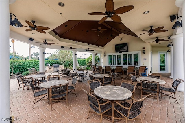 view of patio with ceiling fan