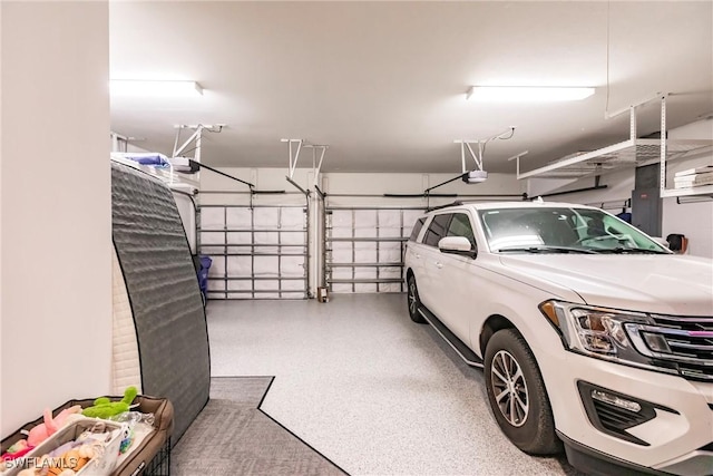 garage with a garage door opener