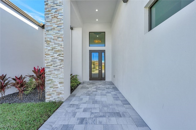 property entrance with french doors