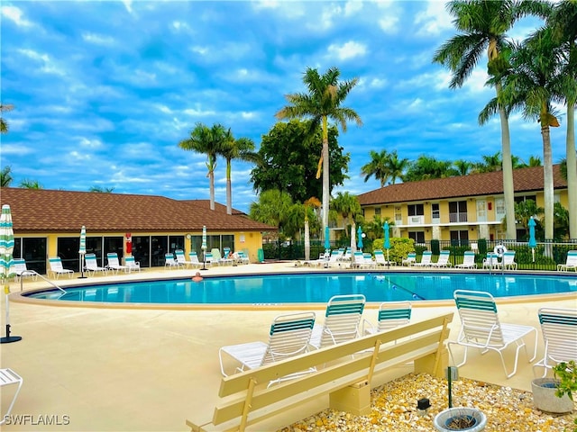 view of pool featuring a patio area