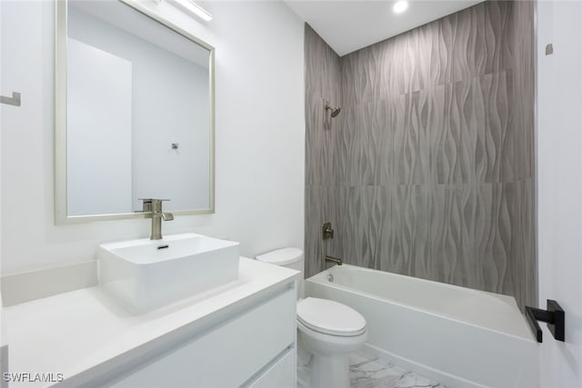 full bathroom with vanity, toilet, and shower / bathtub combination