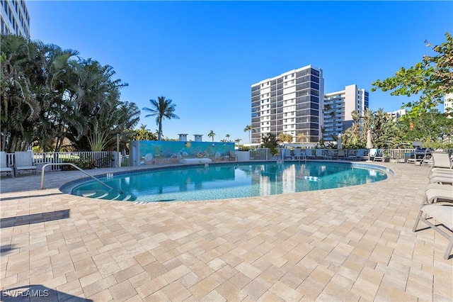 view of pool featuring a patio