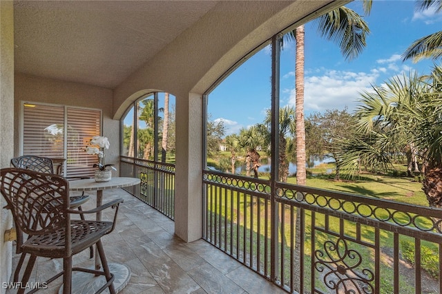 balcony with a water view