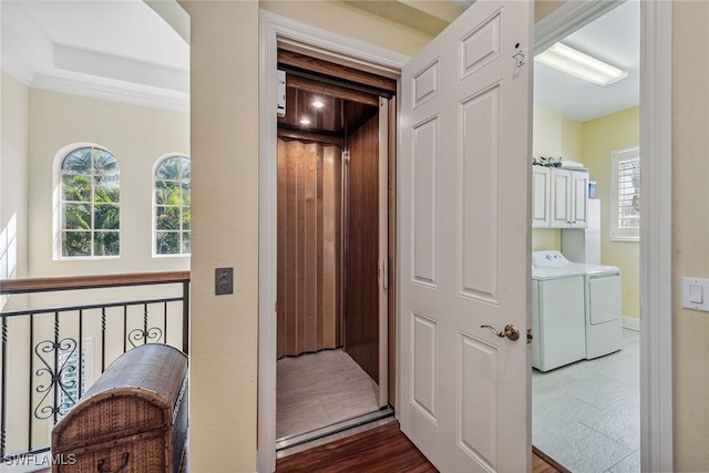 3189 Aviamar Cir Unit 202, Naples, FL 34114 - hall featuring washing machine and clothes dryer