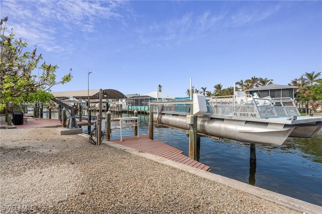 view of dock featuring a water view