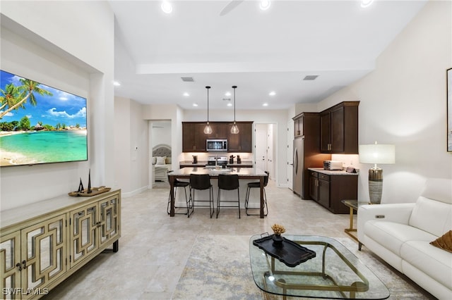 living room with sink