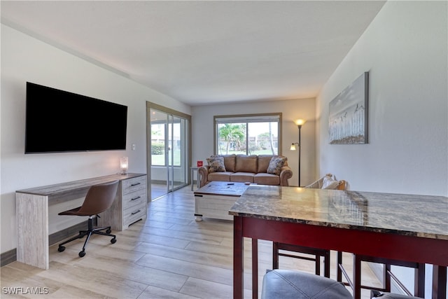 interior space with light hardwood / wood-style flooring